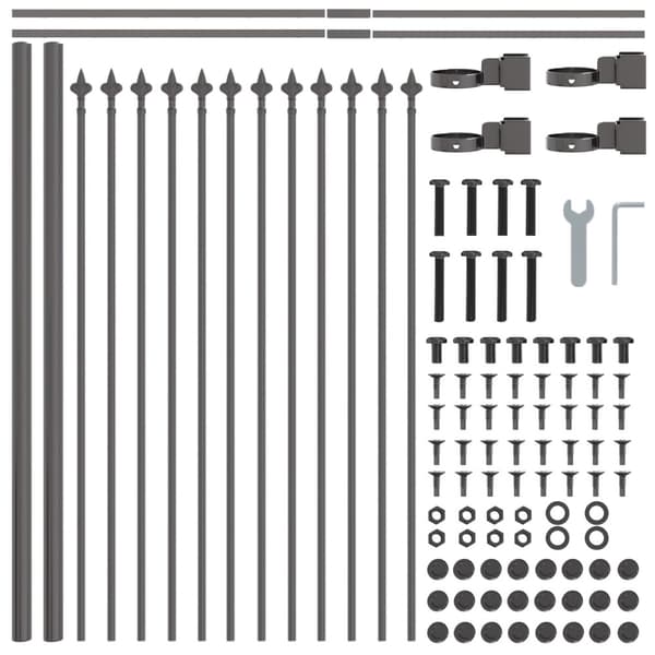 Trädgårdsstängsel 8 pcs Grå 13,6 x 0,6 m Pulverlackerad stål
