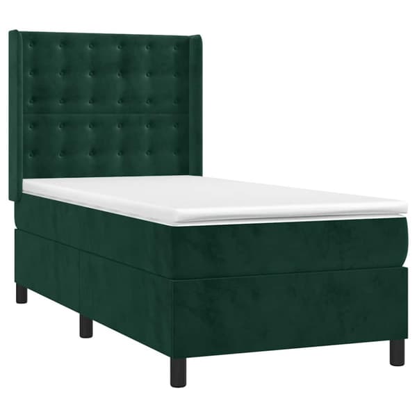 Ramsäng med madrass mörkgrön 90x200 cm sammet