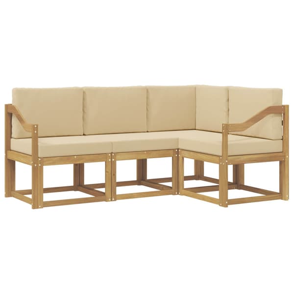 Utomhussoffset med kudde 4 pcs Vit och Beige