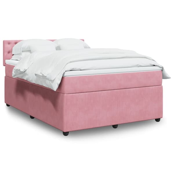 Ramsäng med madrass rosa 160x200 cm sammet