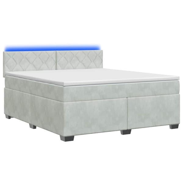 Boxspring säng med madrass och LED Ljusgrå 140 x 200 cm Sammet