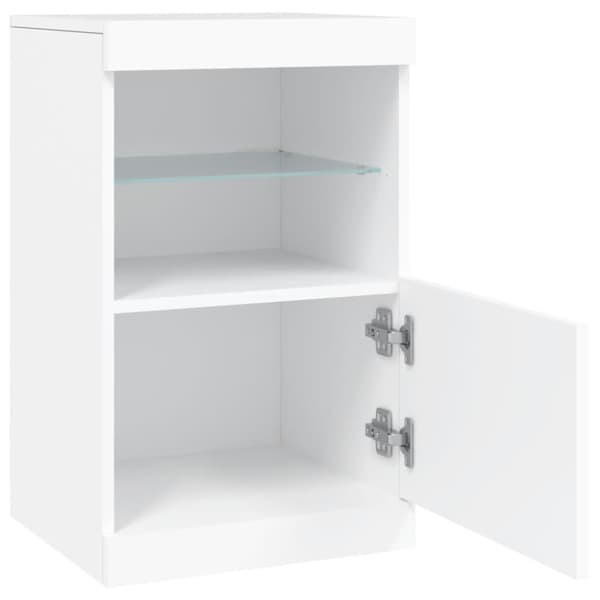 Skänk med LED-belysning vit 41x37x67 cm