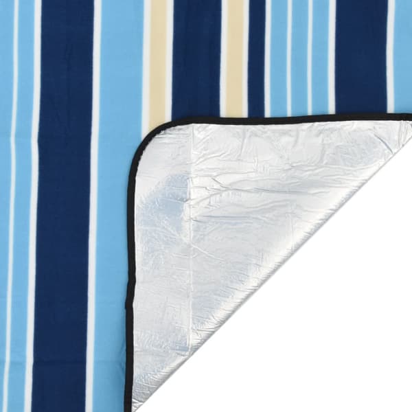Picknickfilt vikbar blå och vit randig 200x150 cm sammet