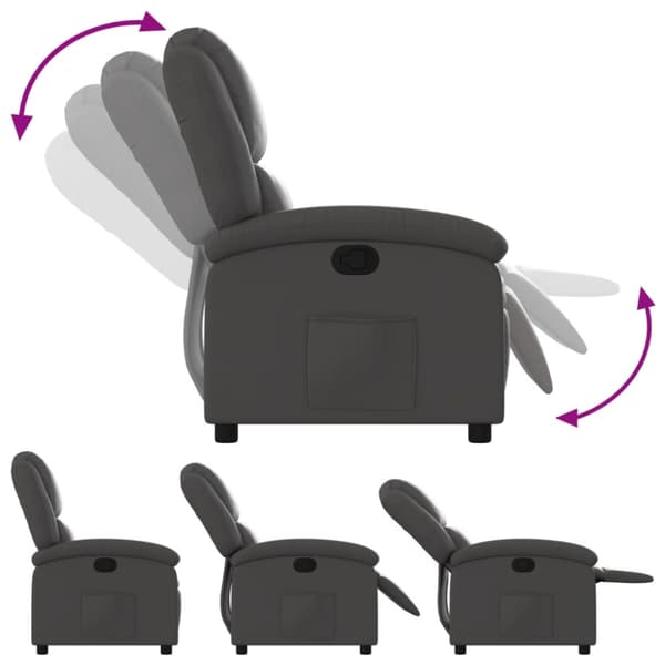 Reclinerfåtölj grå äkta läder