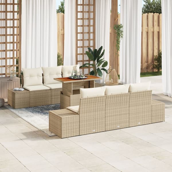 Trädgårdsoffset 7 st Beige konstrotting