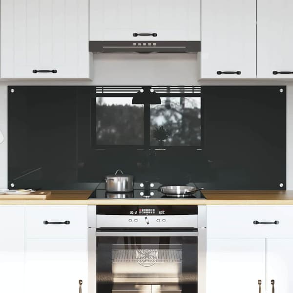 Köksskydd 2 pcs Mörkgrå 80 x 60 cm härdat glas