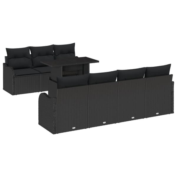 Trädgårdsoffset med kudde 8 pcs Svart Poly rattan