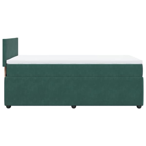 Ramsäng med madrass mörkgrön 90x190 cm sammet