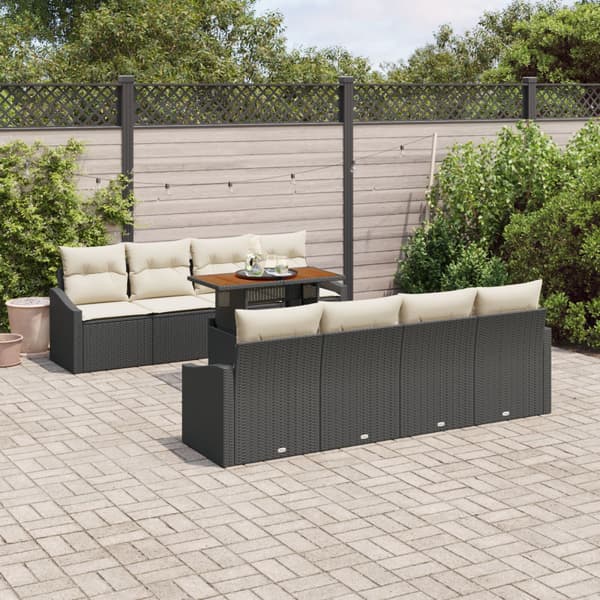 Trädgårdsoffset med lagring 9 pcs Svart Poly rattan