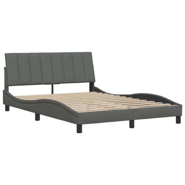 Bed Frame without Mattress "Hanko" Dark Grey 140x200 cm Fabric