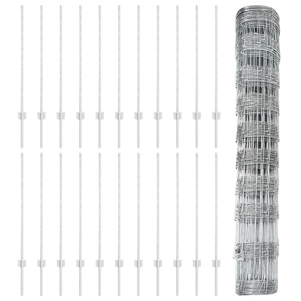 Stängsel med stolpe Silver 1 x 50 m Stål