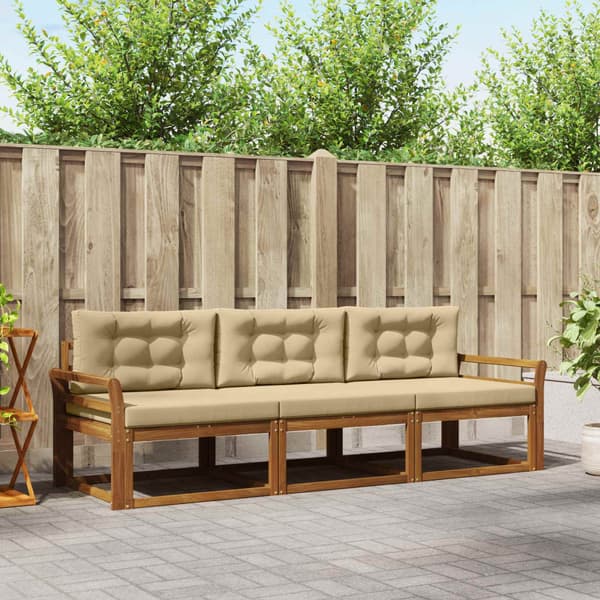 Utomhussoffset med kudde 3 pcs Naturlig och Beige