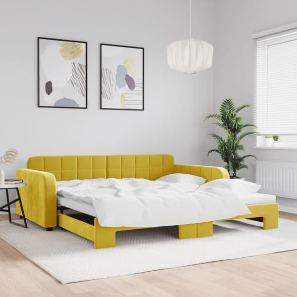 Dagbädd utdragbar gul 100x200 cm sammet