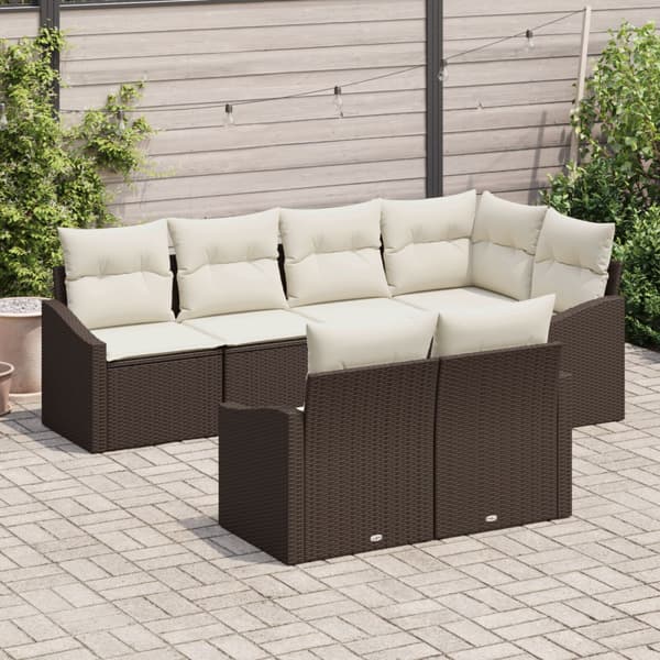 Soffset med kudde 7 pcs Brun konstrotting