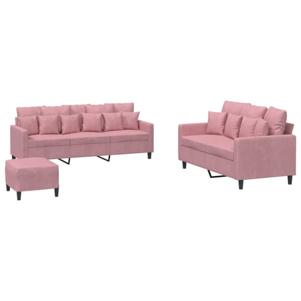 Soffgrupp med dynor 3 delar rosa sammet