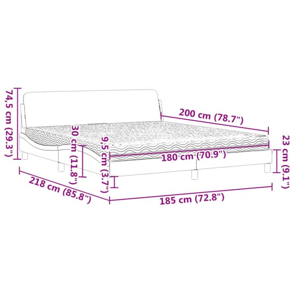 Bed with Mattress "Dover" Light Grey 180x200 cm Fabric