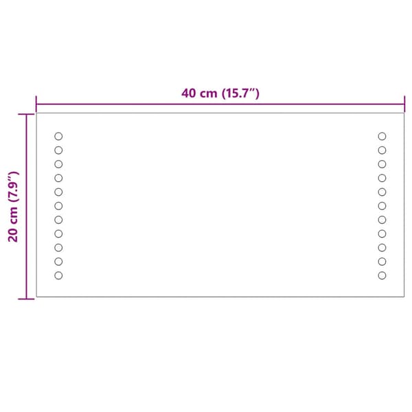 LED Badrumsspegel Transparent 40 x 20 cm härdat glas