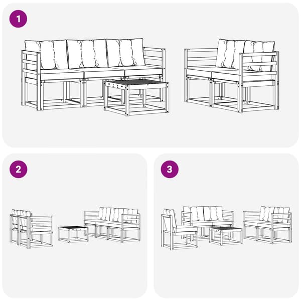 Utomhussoffset med kudde 6 pcs Vit och Beige
