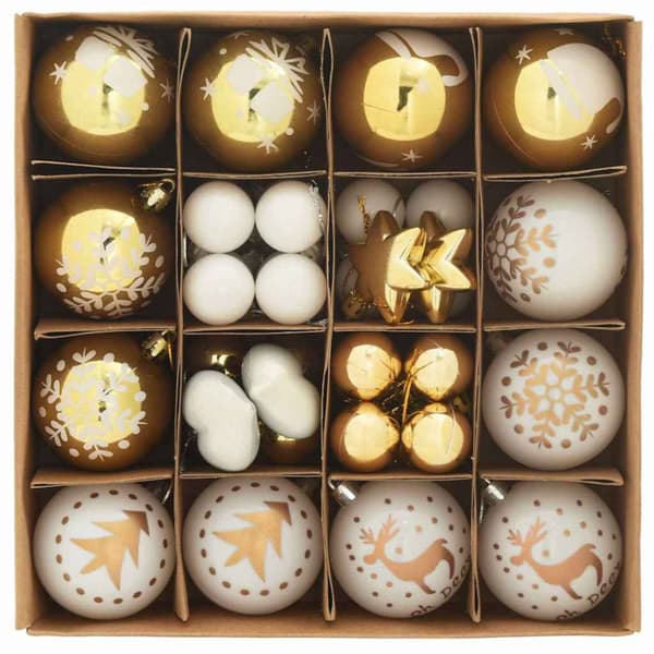 Julprydnad Set 40 pcs Vit och guld Plast