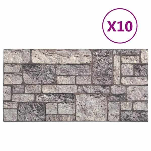 Väggpaneler 10 pcs Grå och Vit 100 x 50 cm EPS Skum