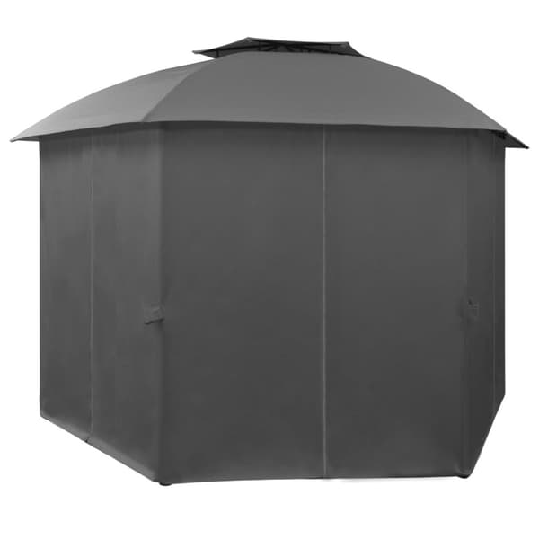 Paviljong med draperier hexagonal 360x265 cm