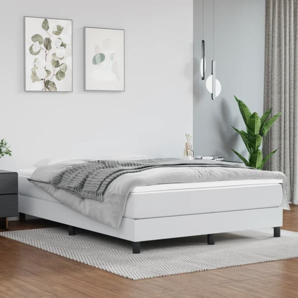 Boxspring-sängram vit 140x200 cm konstläder