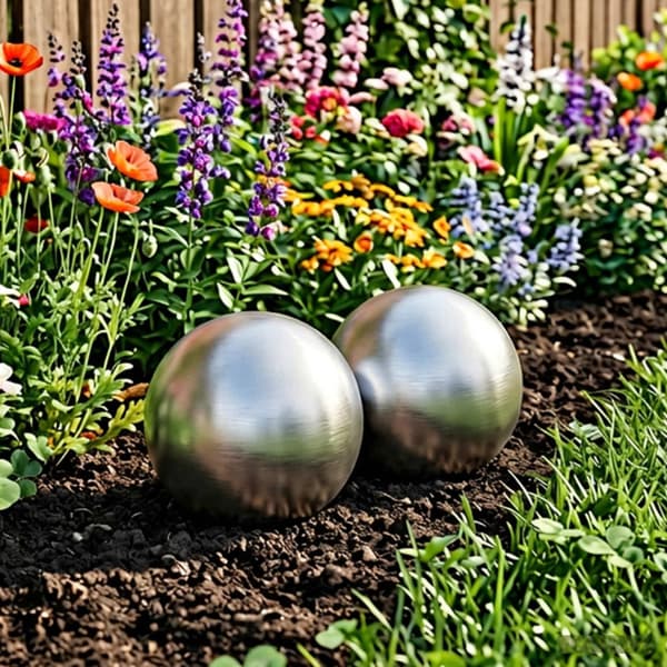 Borstad Boll 2 st Ø 15 cm Silver Rostfritt stål 201