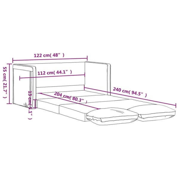 Golvbäddsoffa 2-i-1 Ljusgrå 122x204x55 cm sammet