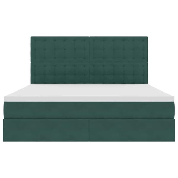 Förvaringssäng med madrass Mörkgrön 180 x 200 cm Sammet