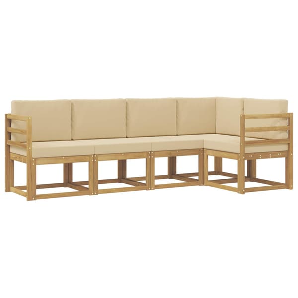 Utomhussoffset med kudde 5 pcs Vit och Beige