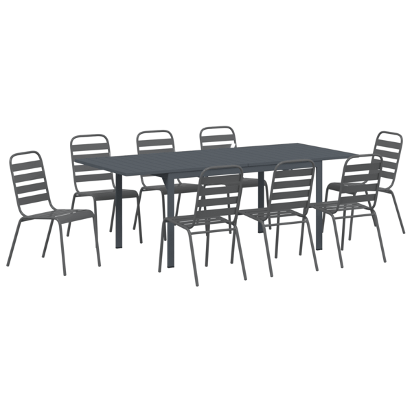 Trädgårdsmöbelset 9 pcs Antracit Pulverlackerad stål