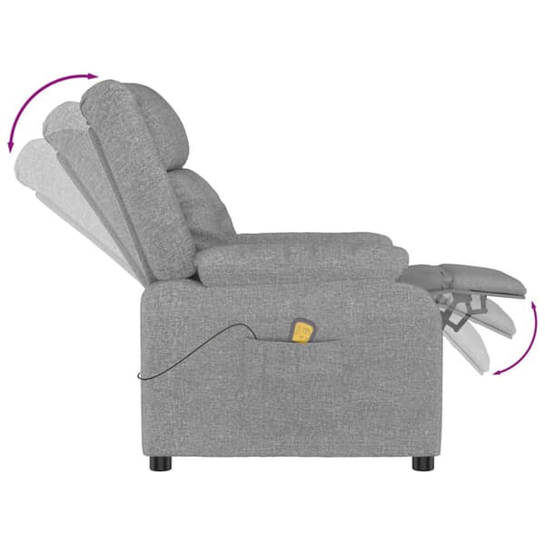 Massagefåtölj ljusgrå tyg
