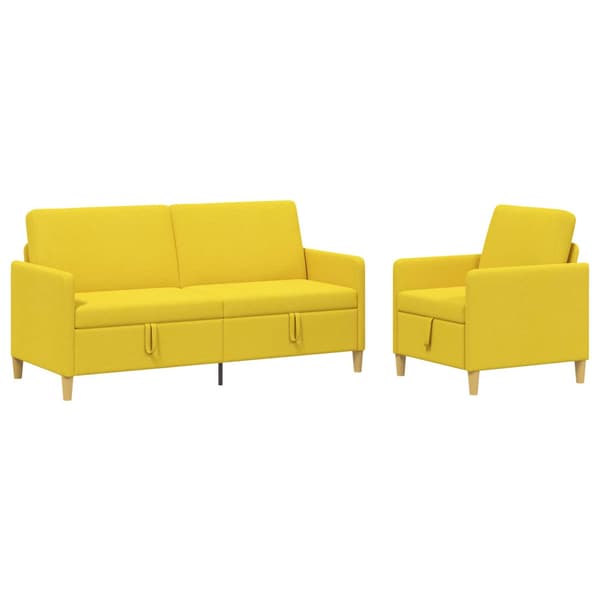 Soffgrupp med förvaring 2 pcs Ljusgul Polyester