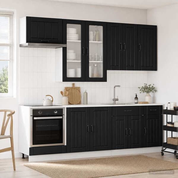 Köksenhet LUCCA 8 pcs Svart Konstruerat trä