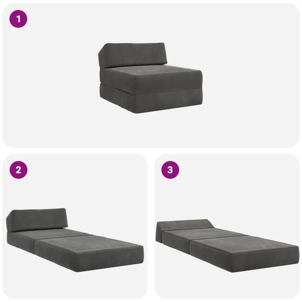 Fällbar Soffbed Mörkgrå 60 x 70 x 41 cm Tyg