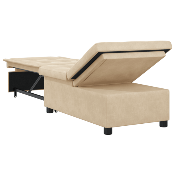 Pull Out Sofa Bed Kräm 194 x 67 x 82 cm Mikrofiber