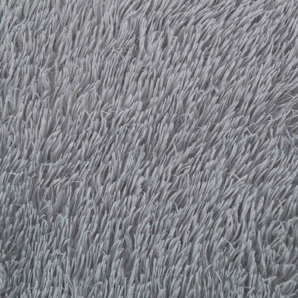 Ryamatta med lång lugg NAVARRA silvergrå 80x150 cm polyester