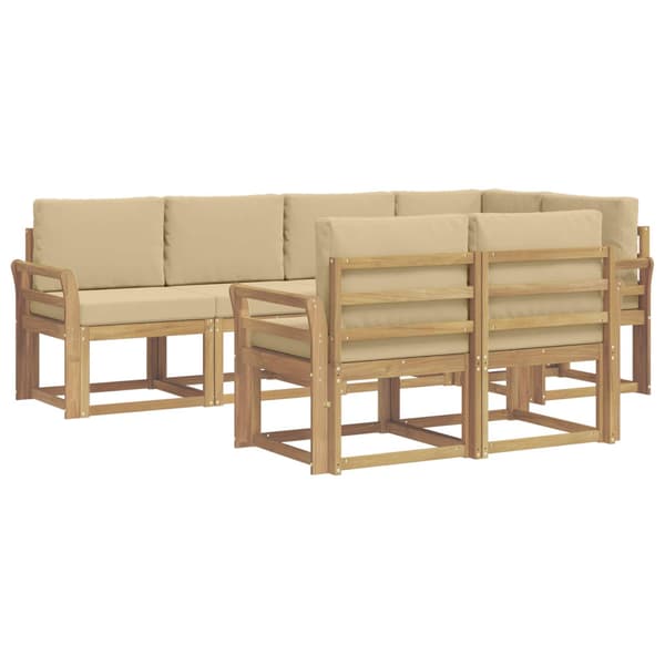 Utomhussoffset med kudde 7 pcs Vit och Beige Polyester