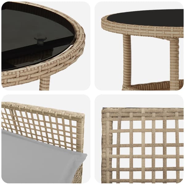 Trädgårdsmöbelset 5 pcs Beige konstrotting