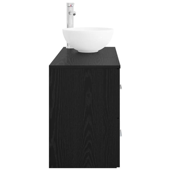 Badrumsmöbelset 2 pcs Svart ek Konstruerat trä