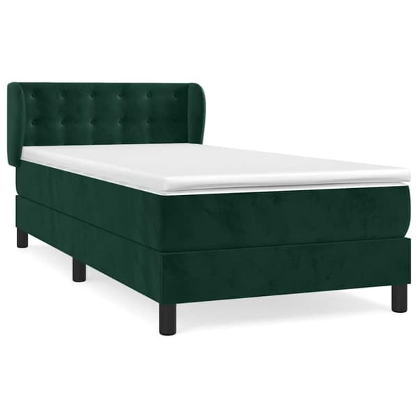 Ramsäng med madrass mörkgrön 90x200 cm sammet