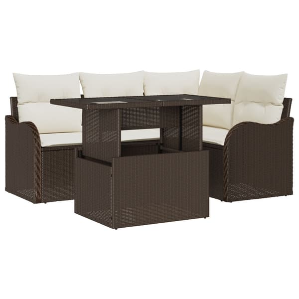 Utomhusmatbord 5 st Brun Poly rattan