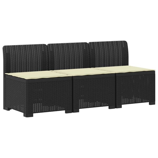3-sits trädgårdsoffa med kuddar Rattan-look PP Antracit