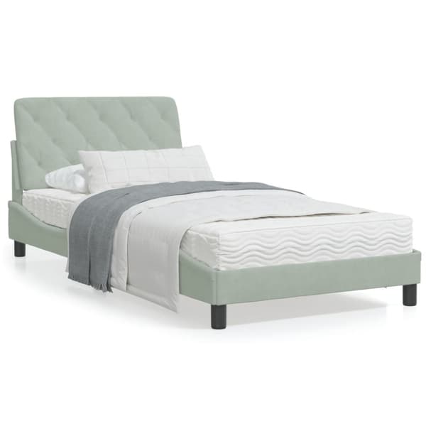 Bed Frame without Mattress Light Grey 100x200 cm Velvet