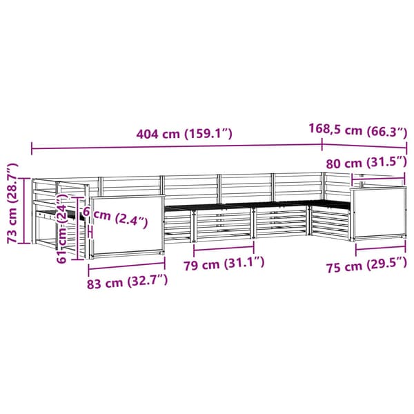 Utomhussoffset 7 pcs Naturlig