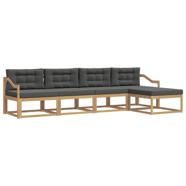Utomhussoffset med kudde 4 pcs Vit och antracit Polyester