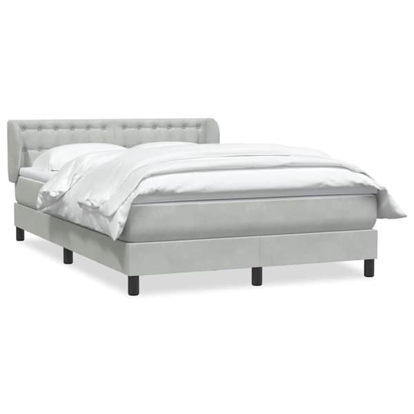 Ramsäng med madrass ljusgrå 160x210 cm sammet