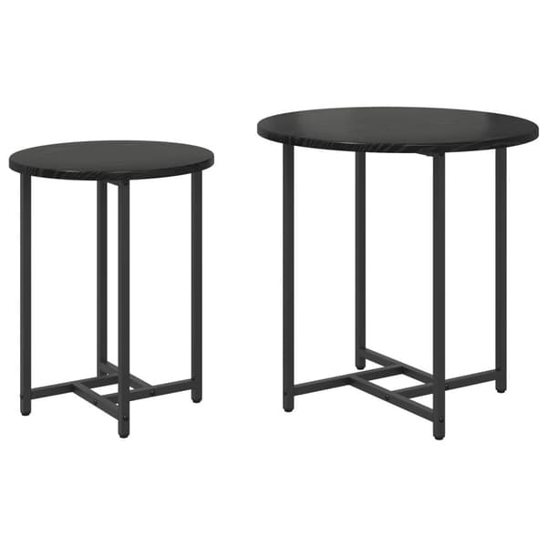 Sidobordsset 2 pcs Svart Ek