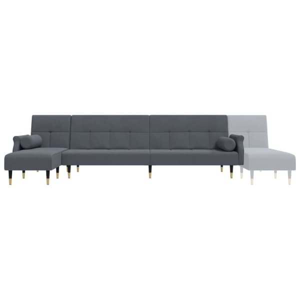 L-formad soffa mörkgrå 271x140x70 cm sammet