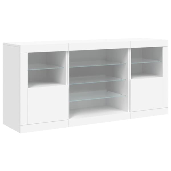 Skänk med LED-belysning vit 142,5x37x67 cm